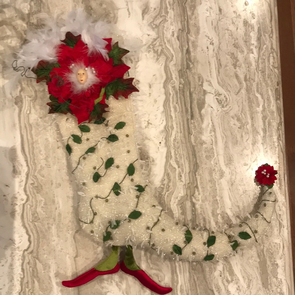 Patience Brewster Dept 56 stocking poinsettia 26”